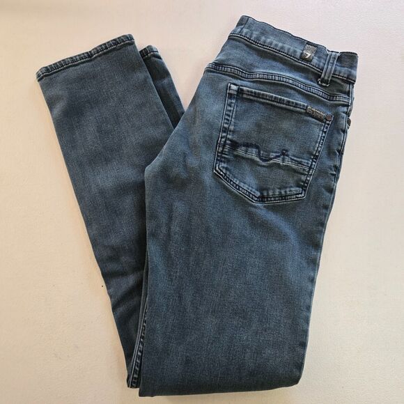 7 For All Mankind Jeans Men's 31 x 32 Blue Ronnie Luxe Performance Dk Wash Fade - Picture 10 of 16